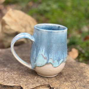 Handmade Stoneware Coffee Mug in Ocean Wave  Glaze