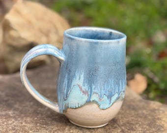 Handmade Stoneware Coffee Mug in Ocean Wave  Glaze