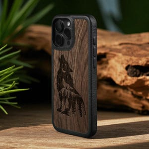 Holzhülle für iPhone 16 Pro Max: Leder & Walnuss Inlay - Stenk Woodbacker