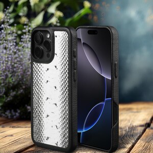 Premium Leather and Exotic Snake Skin Case for iPhone 16 Pro Max - Geniune Snake Case For iPhone Luxury Exotic Leather