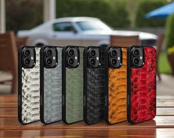 パイソンレザー iPhone 16/16+ ケース：ハンドメイドのエキゾチックなヘビ革カバー