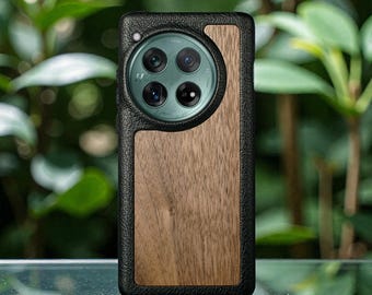 Wooden case for OnePlus 12: leather and wood inlay - Stenk Woodbacker