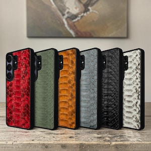 Python Leather Case for Samsung S26 Ultra: Handmade Exotic Snake Skin Cover