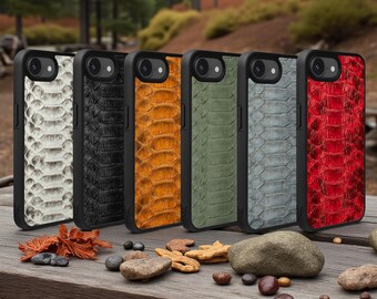 Python Leather iPhone 16e Case: Handmade Exotic Snake Skin Cover