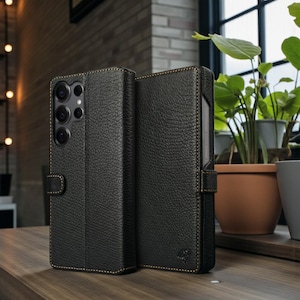 Handmade Italian Leather Wallet Case for Samsung Galaxy S25 Ultra