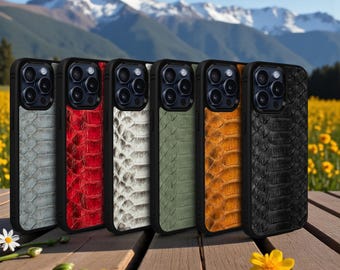 Etui ze skóry pytona na iPhone'a 15 Pro/Max: egzotyczna skóra węża, ręcznie robione