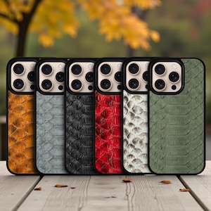 Python Leather iPhone 16 Pro/Max Case: Exotic Snake Skin, Handmade