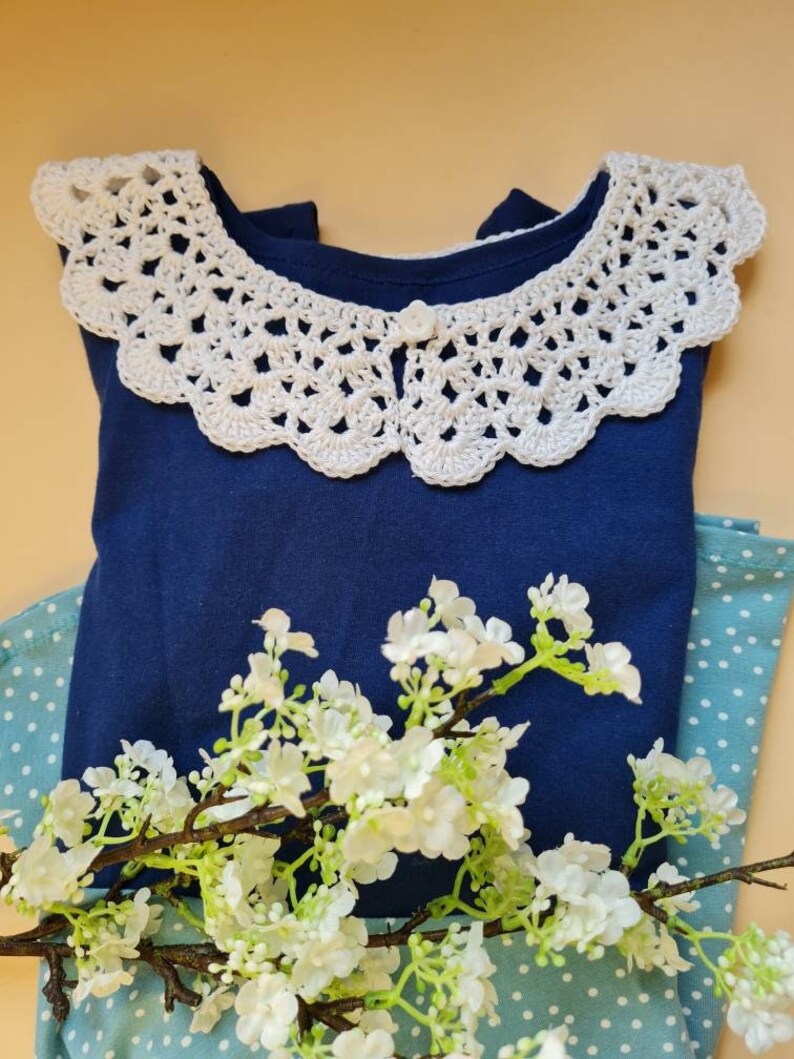 Cute bib collar in vintage style, also for children,Peter Pan collar for girls, lace collar image 2