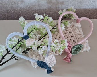 Heart as a gift for birth or baptism, macramé heart