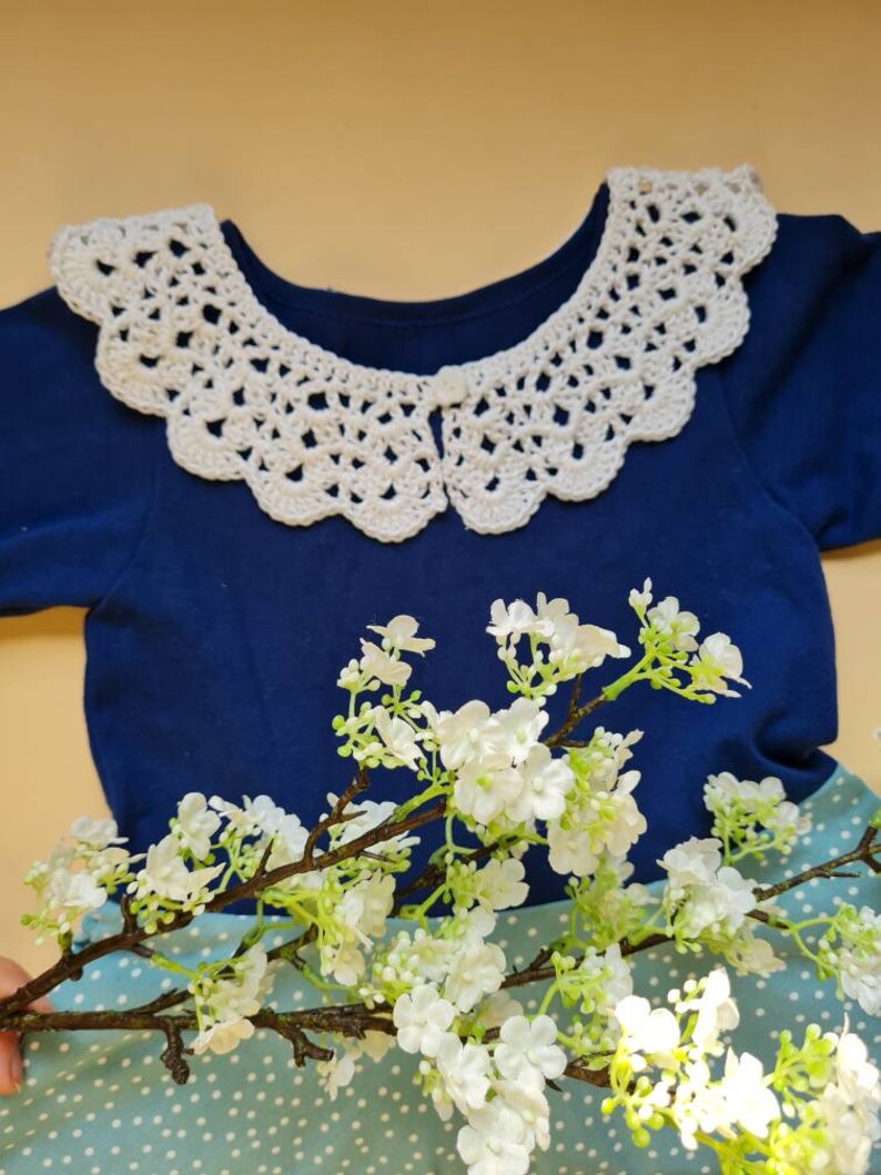 Cute bib collar in vintage style, also for children,Peter Pan collar for girls, lace collar image 3