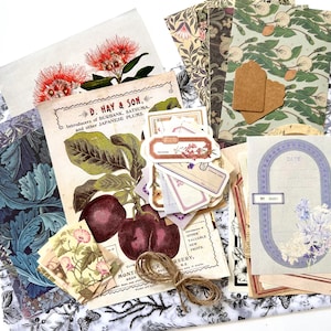 Pack FLORAL 75 papiers éphémères - look vintage - Pour décoration Junk Journal / Scrapbooking / Papeterie créative / étiquette cadeau