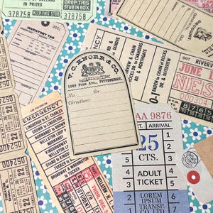 Lot 25 vieux tickets, reçus rétro - Pour éphémère / Junk journal / Collage - Mix autocollants & papiers