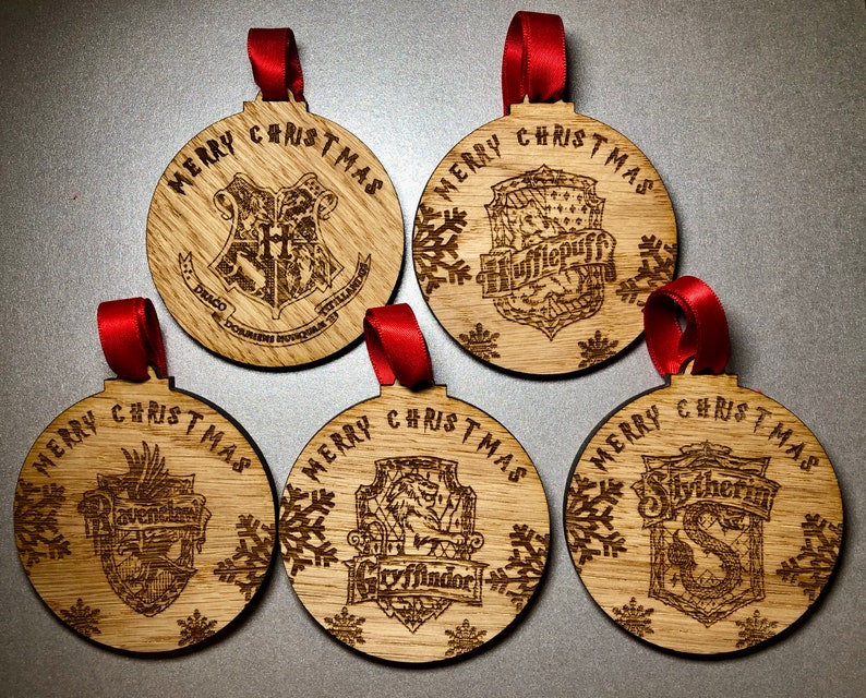 Harry Potter Wooden Christmas Tree Bauble Ornament Decoration Etsy
