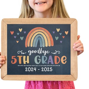 Rainbow 5th Grade Printable Sign | Goodbye 5th Grade Sign | Digital Download Print