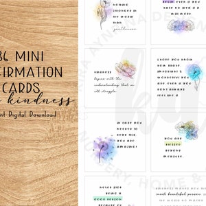 Mini Affirmationskarten für Freundlichkeit | Positive Inspirierende Karten | Set mit 36 Printables | Digitaler Download PDF
