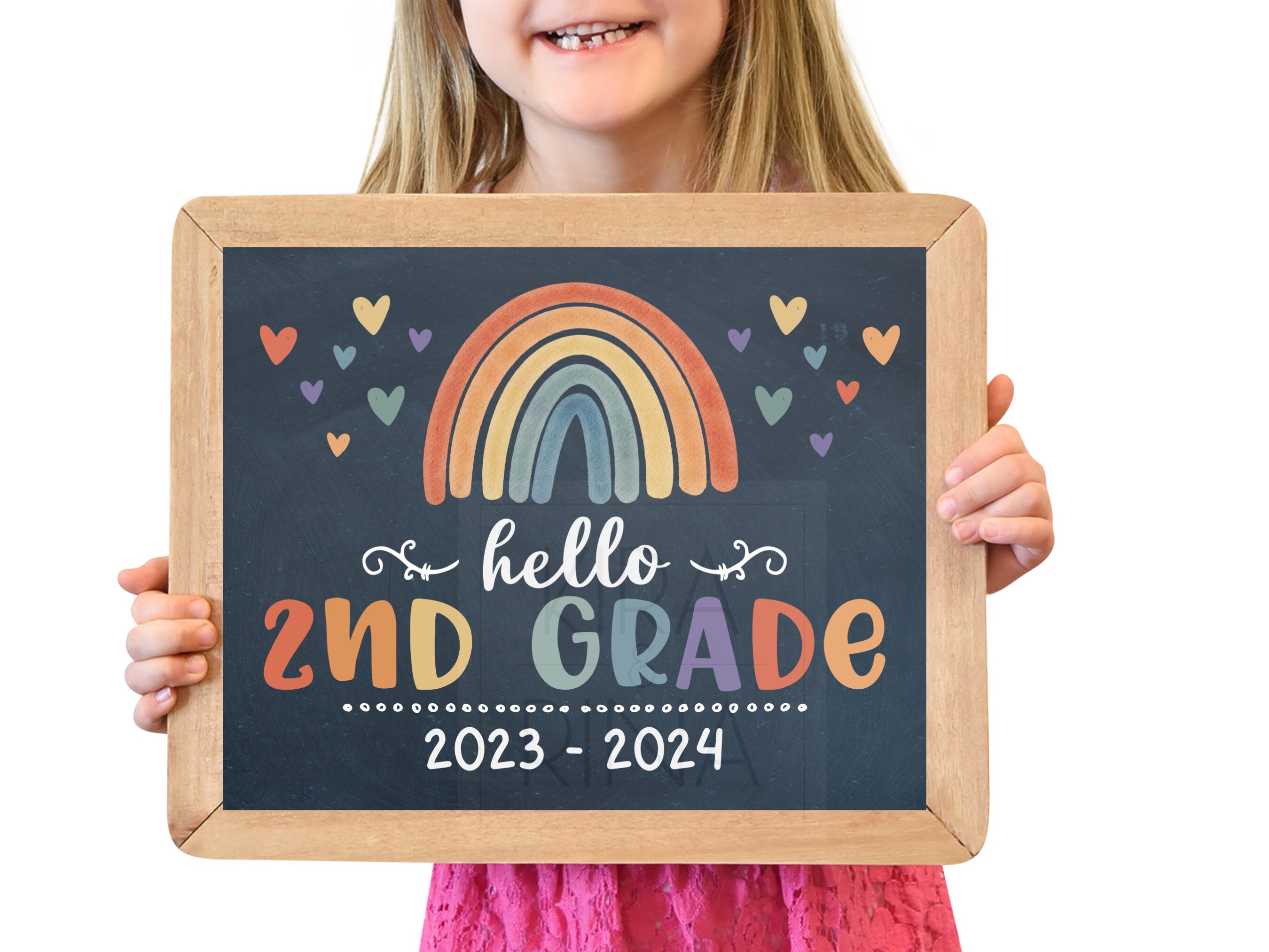 Rainbow 2nd Grade Printable Sign | Hello 2nd Grade Sign | Digital ...