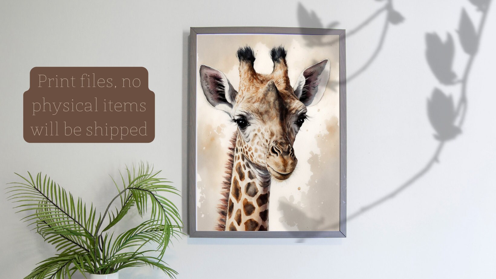 Adorable Baby Giraffe Printable Wall Art for a Nursery or Playroom, Baby Animal Print, Moderne ...