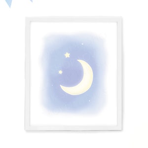 Moon and Stars Night Sky Printable Nursery Art Kid's - Etsy