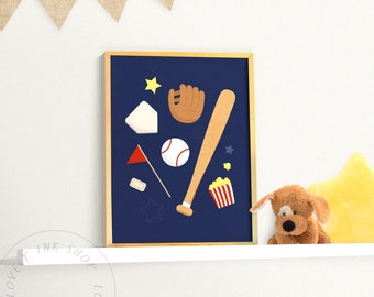 Baseball Art - Boy's Art - Kid's Sports Poster - Baseball Nursery Art - Baseball Sign for Kids - Modern Art - Minimal Art - Graphic Art