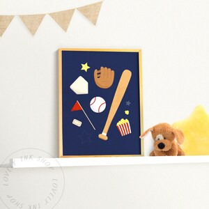 Baseball Art - Boy&#39;s Art - Kid&#39;s Sports Poster - Baseball Nursery Art - Baseball Sign for Kids - Modern Art - Minimal Art - Graphic Art