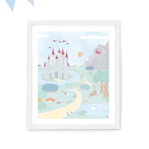 Enchanted Castle Fairytale Nursery Art - Illustration - Kid&#39;s Room Decor - Baby&#39;s Room Art - Printable Kid’s Wall Art - Baby’s Room Decor