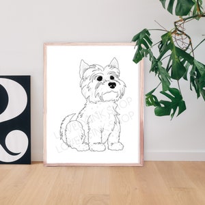 Westie Dog Wall Art - Linocut Wall Art - Black and White Wall Art - Modern Minimal Decor - Animal Wall Art - Home Decor Interior Design
