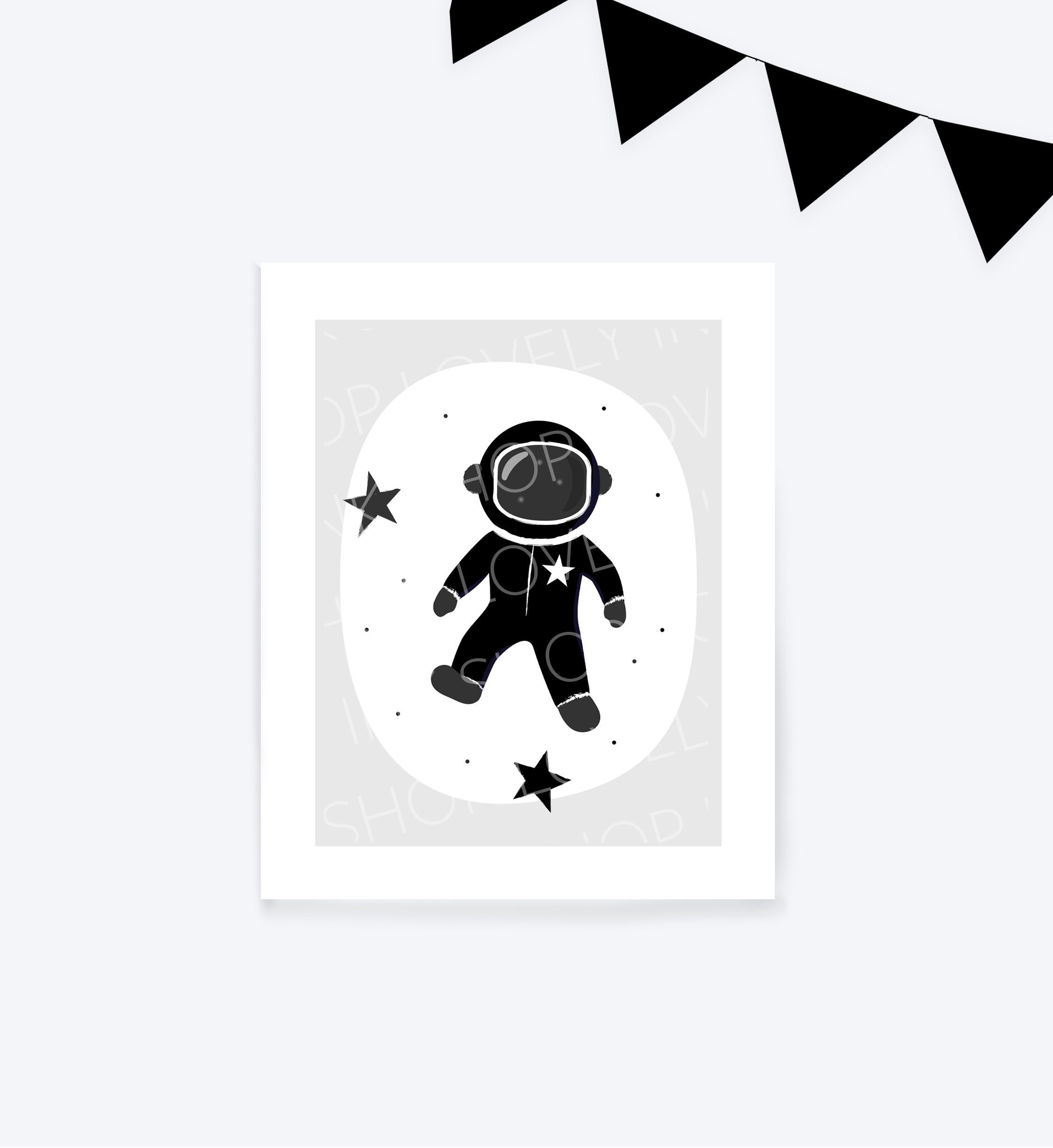 Astronaut Printable Wall Art Monochrome Art Black and Etsy