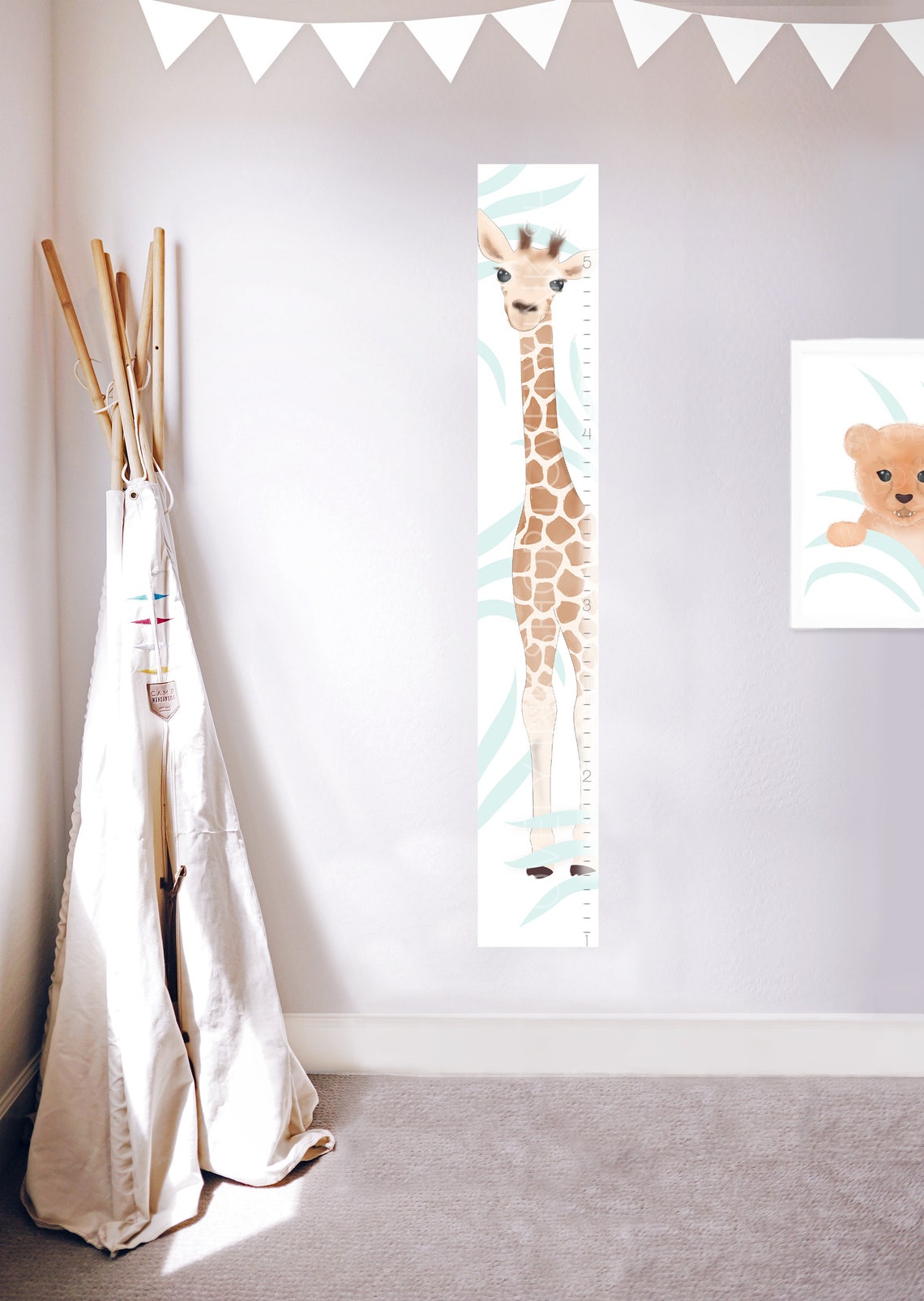 Safari Giraffe Growth Chart Printable Kid's Height Ruler Etsy