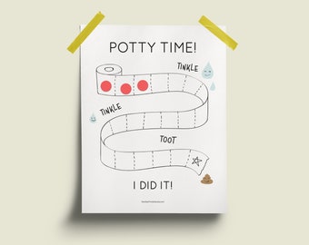 Potty Time: Potty training chart for toddlers. Printable, instant downloadable reward chart.