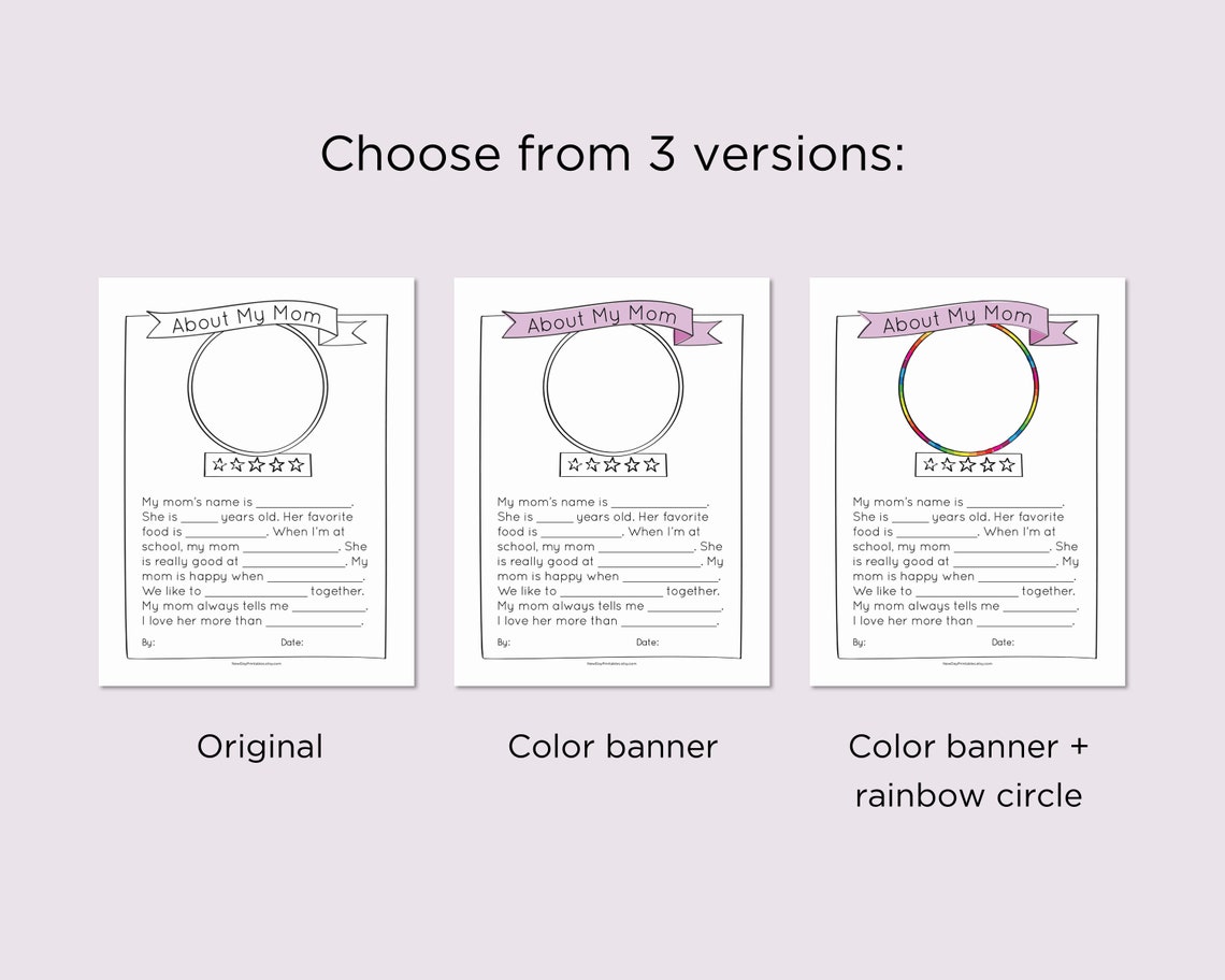 About My Mom: Mother's Day Mad Libs Activity Printable for - Etsy