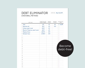 Afdrukbare schuldensneeuwbal: schuldafbetalingstracker (pdf-download)