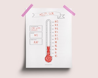 Kids Savings Chart: Fundraising Thermometer (Printable, Instant Download)