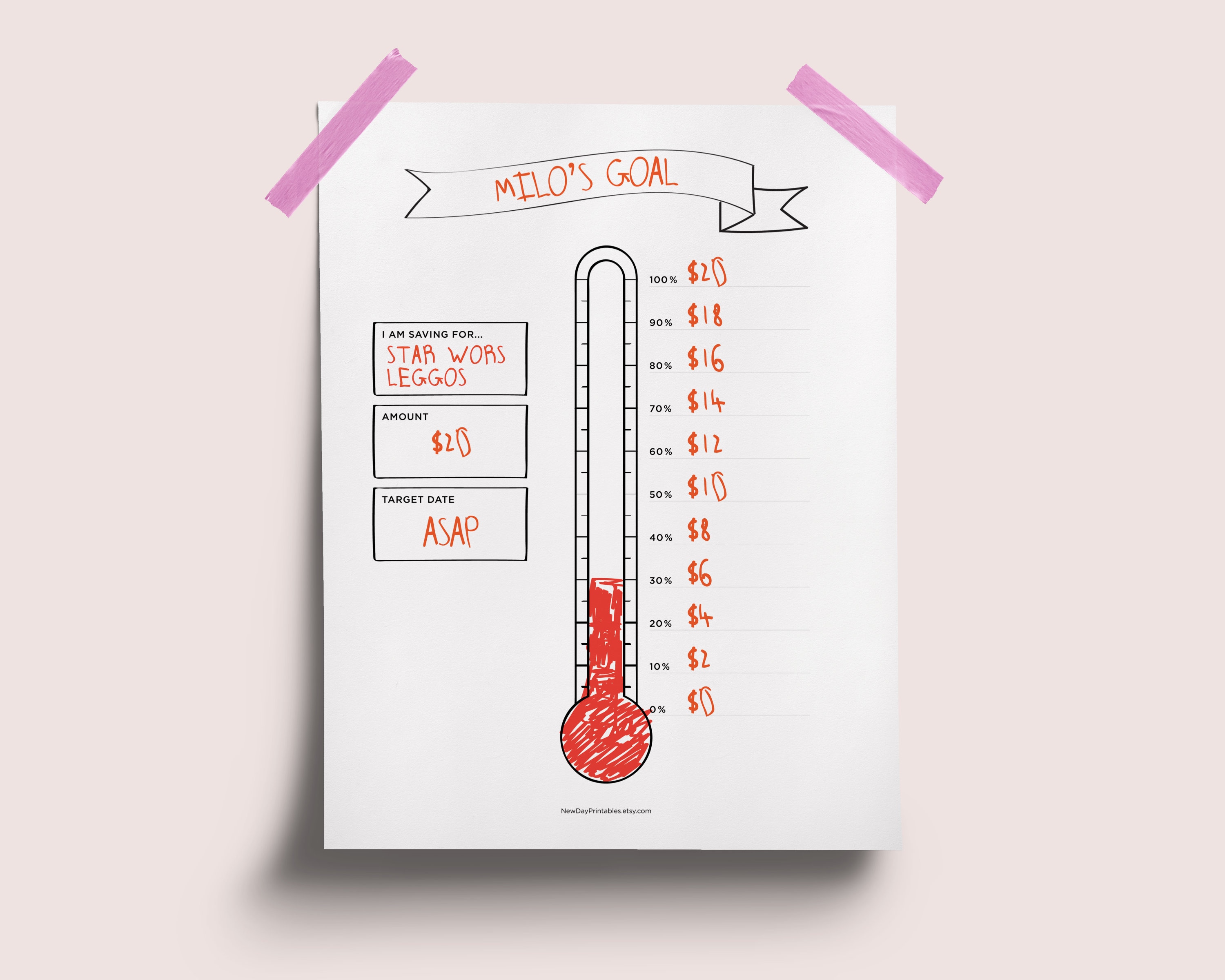 Savings Chart Teach Kids to Save Money With This Savings Thermometer