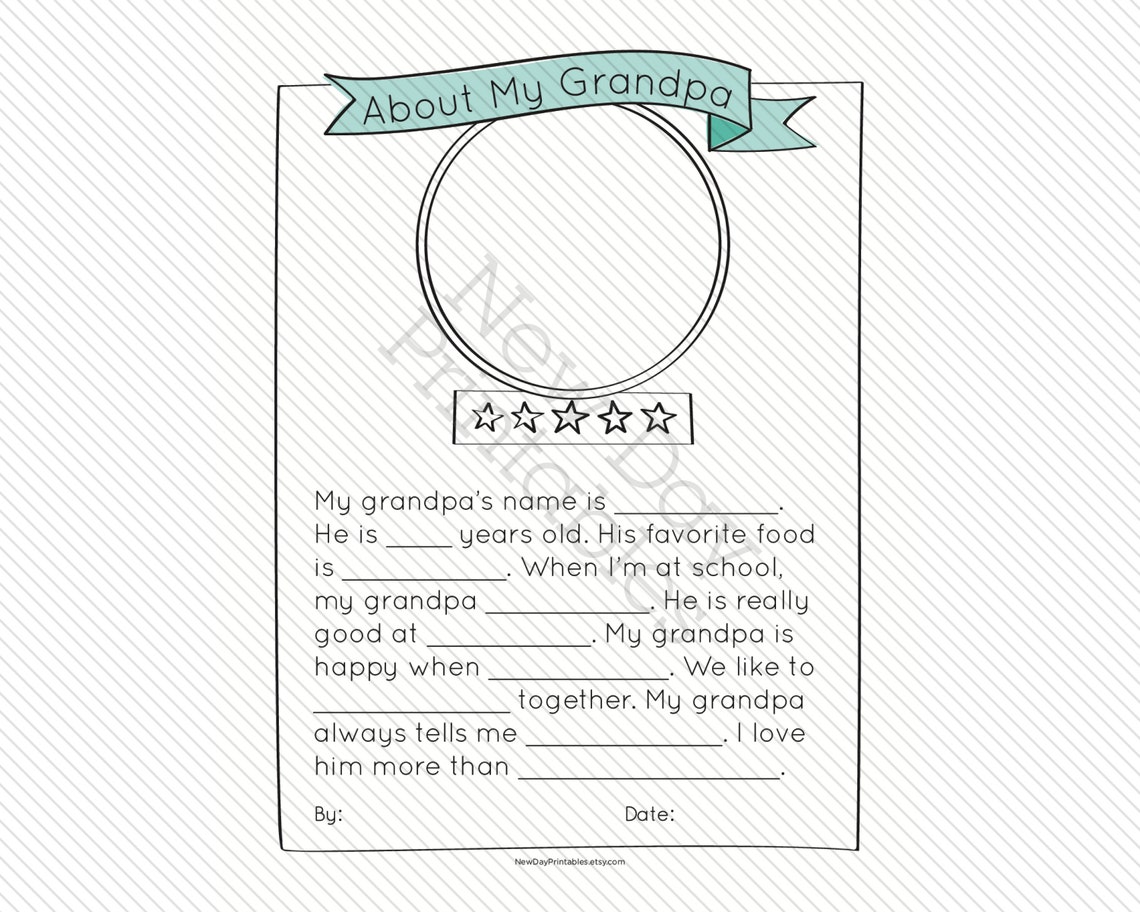 Father's Day Mad Libs Activity: 'about My Grandpa' Printable (digital ...