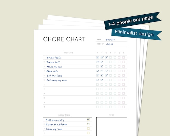 4 Person Chore Chart