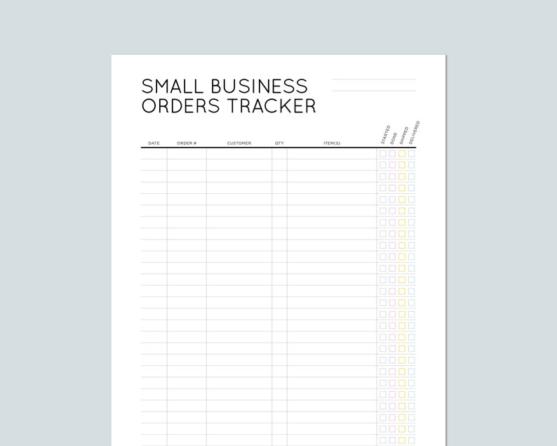 Small Business Orders Tracker. Printable, Instant Download. Etsy