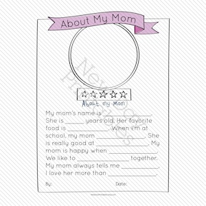 About My Mom: Mother's Day Mad Libs Activity Printable for Kids ...