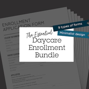 Essential Daycare Enrollment Forms Bundle: 9 forms for your home daycare. Instant download. Printable.