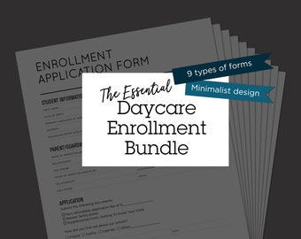 Essential Daycare Enrollment Forms Bundle: 9 forms for your home daycare. Instant download. Printable.