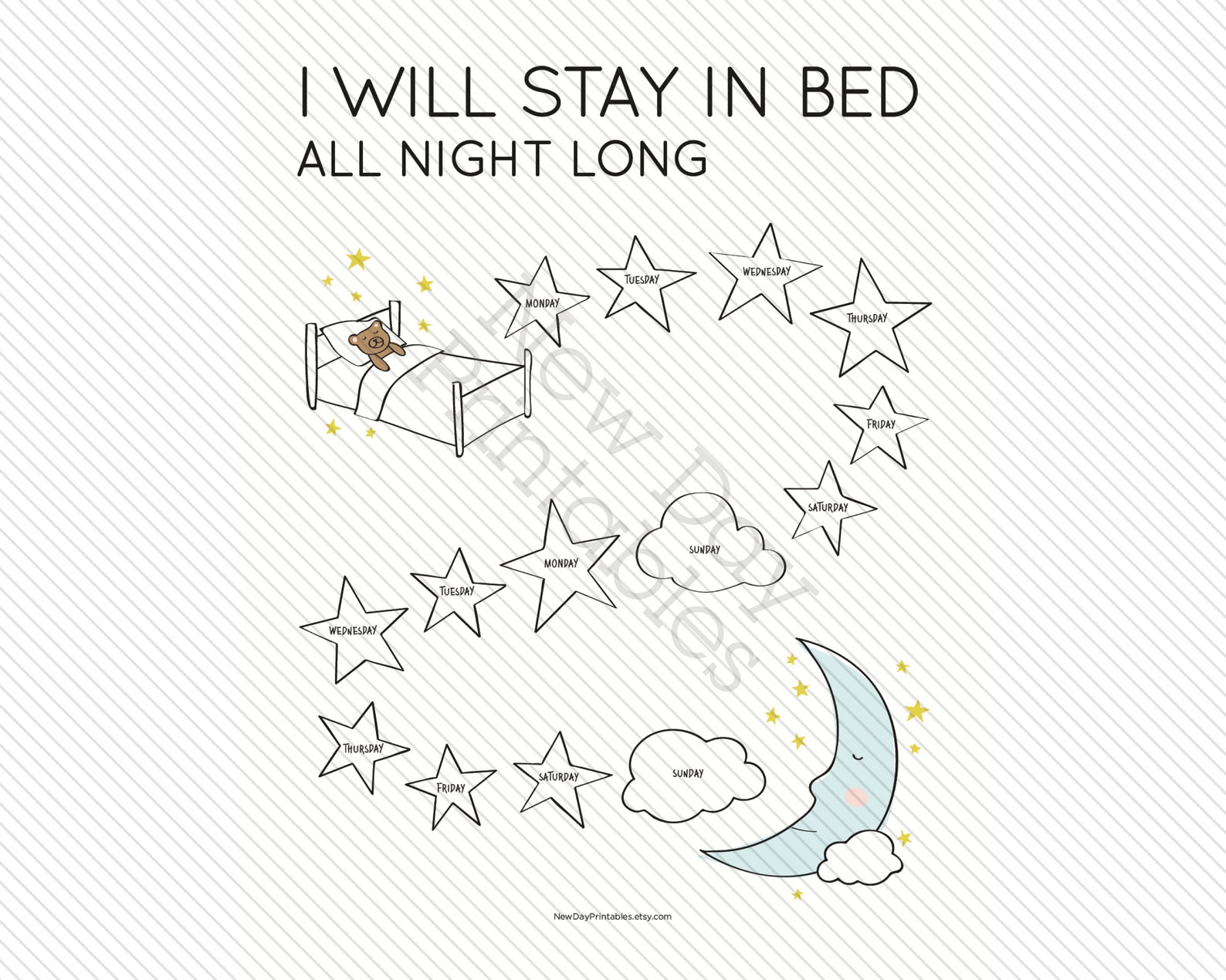 Printable Toddler Sleep Chart. Instant Download. I Will Stay Etsy