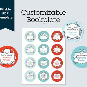 Printable Custom Bookplate Sticker Template: Octopus & Crab sea friends
