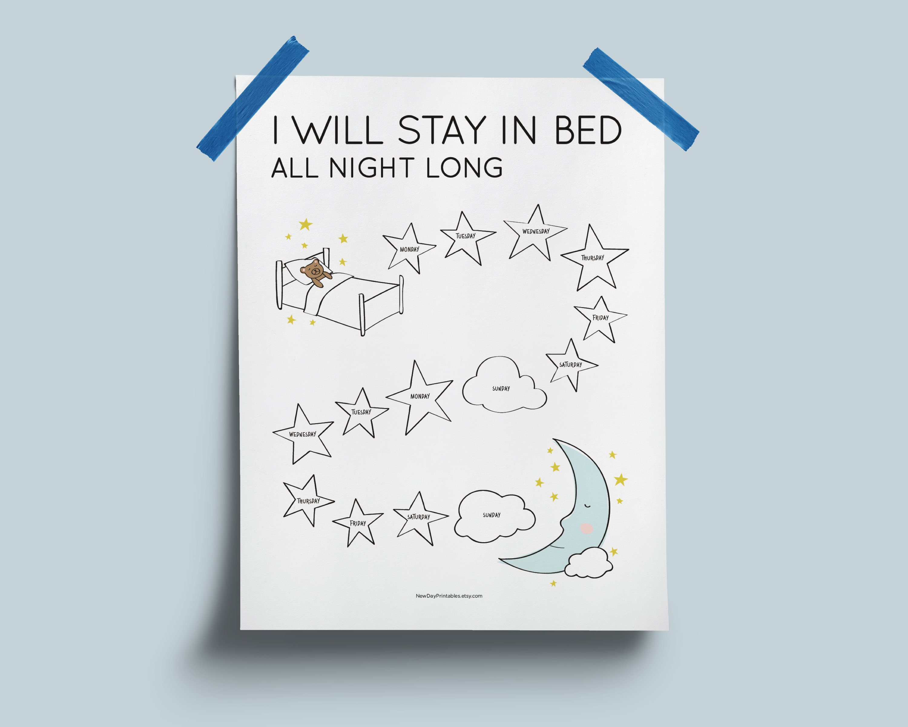 Printable Toddler Sleep Chart. Instant Download. I Will Stay Etsy UK