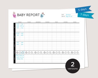 Baby Weekly Report: Baby Log for Nanny, Daycare, In-home Preschool, Babysitter. Printable