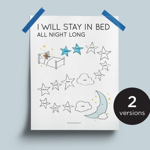 Afdrukbare slaapgrafiek voor peuters. Directe download. Ik blijf de hele nacht in bed!
