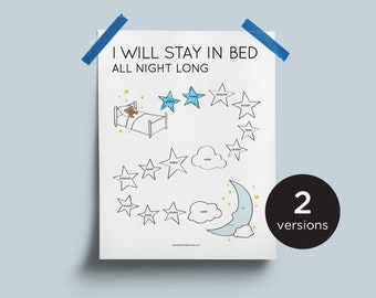 Printable toddler sleep chart. Instant download. I will stay in bed all night long!