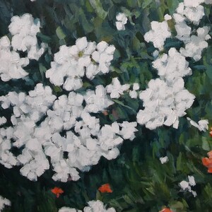 Impressionistic flowers oil on canvas, original floral oil painting, white flowers oil canvas, white and green floral oil painting image 5