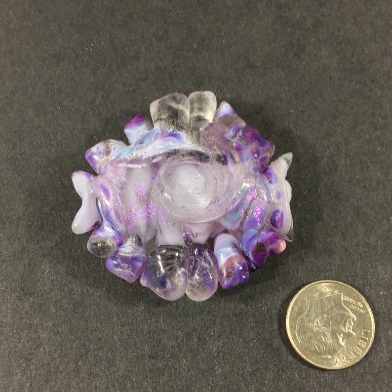 One of a kind single bead for necklaces Purple dichroic lavender clear swirl artisan lampwork glass focal bead bracelets etc earrings