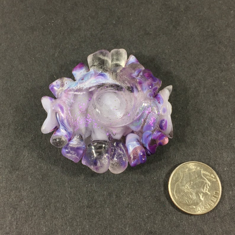 One of a kind single bead for necklaces Purple dichroic lavender clear swirl artisan lampwork glass focal bead bracelets etc earrings
