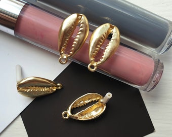 2 pcs, 13*21mm, Cowrie Shell  Stud Earrings Gold Base Connectors Linker For DIY Drop Earrings Jewelry Making Accessories