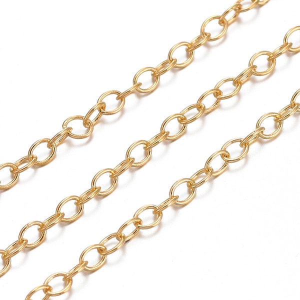 5 ft. 1.5mm, Brass Cable Chains, Soldered, Nickel Free & Lead Free, Golden, for DIY Jewelry Making.